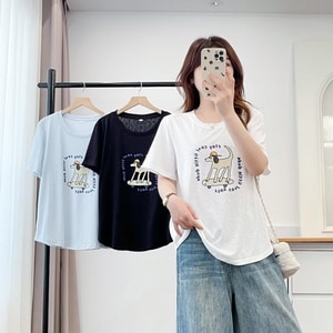 可愛狗狗印花短袖T桖上衣 獨具衣格 J9477