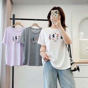卡通人物印花圓領短袖T桖上衣 獨具衣格 J9546