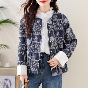 超美設計款牛仔亮片刺繡蕾絲外套 獨具衣格 J9575