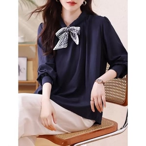 韓版領口絲巾設計秋季上衣 獨具衣格 J9577