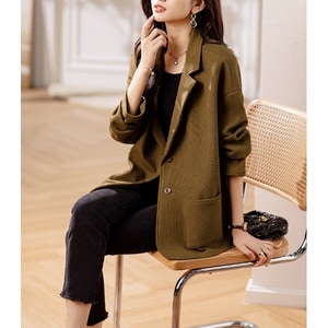 華夫格布料中長版西裝外套 獨具衣格 J9584