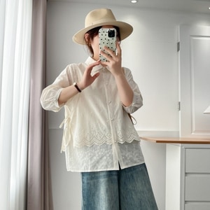 秋季蕾絲假兩件七分袖上衣 獨具衣格 J9595