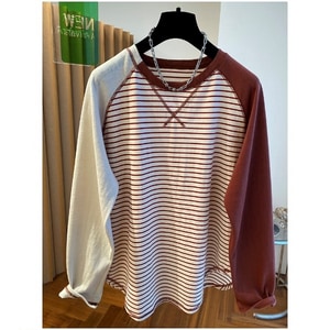 秋冬高級款配條撞色長袖T桖上衣 獨具衣格 J9630