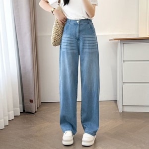 顯瘦刷白設計直筒牛仔長褲(XL-4L) 獨具衣格 J9714