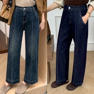 復古顯瘦車線牛仔直筒褲獨具衣格 獨具衣格 J9716 (XL-5L)