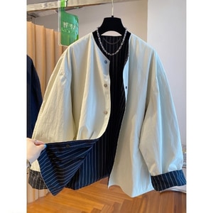 日系兩面穿無領風衣外套 獨具衣格 J9717