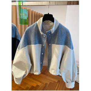 港風帥氣牛仔拼接短外套 獨具衣格 J9720