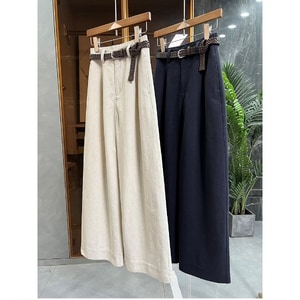 棉麻休閒風直筒寬褲(附腰帶)M-4L 獨具衣格J9721