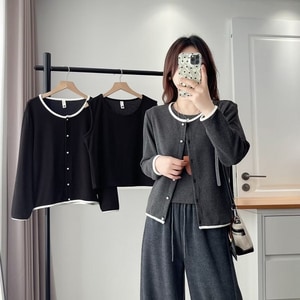 小香風針織兩件式套裝(背心+外套) 獨具衣格 J9825