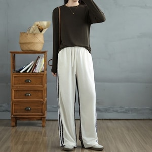 運動風豹紋拼接運動褲長褲 獨具衣格 J9841