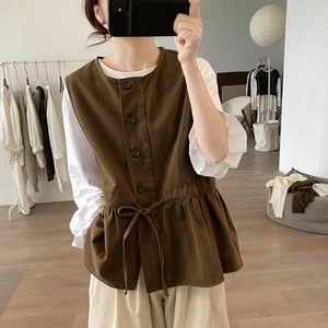 超可愛日系下擺荷葉蝴蝶結背心 獨具衣格 J9879