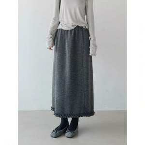 超美羊絨下擺花邊長裙(加絨) 獨具衣格 J9884