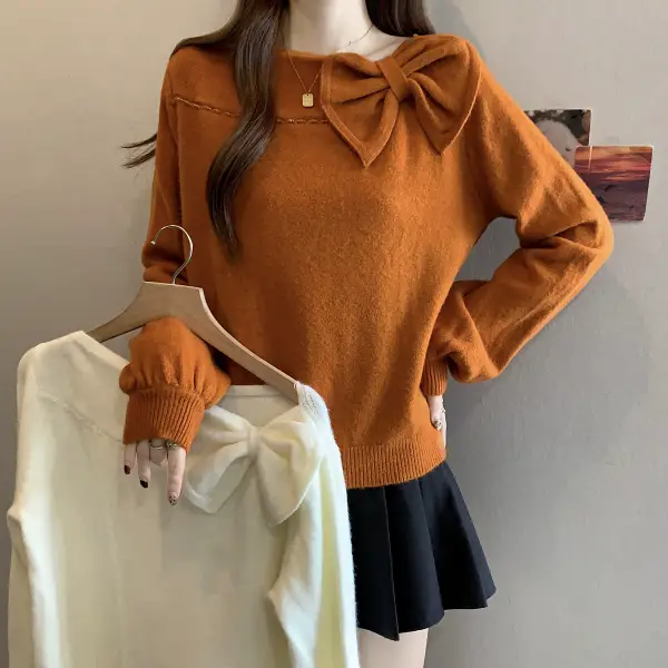 超可愛蝴蝶結針織長袖上衣(XL-4L) 獨具衣格 J9887