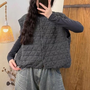 日系菱格加棉保暖背心(M-2L) 獨具衣格 J9891