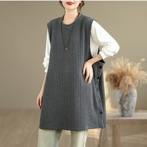 日系夾棉保暖側邊扣子設計長版背心 獨具衣格 J9898