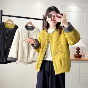 韓版撞色設計鋪棉拉鍊設計外套(XL-4L) 獨具衣格 J9903