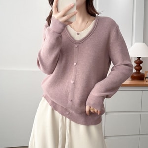 超可愛甜美愛心假兩件針織長袖上衣 獨具衣格 J9904