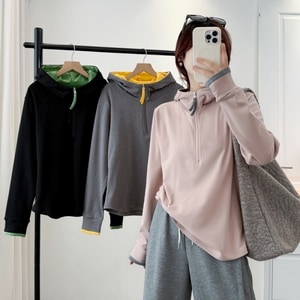 加厚保暖撞色連帽拉鍊長袖上衣(2L-4L) 獨具衣格 J9909