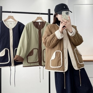 日雜款鋪棉兩面穿工裝外套 獨具衣格 J9920