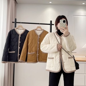 小香風水波紋滾毛邊鋪棉外套 獨具衣格 J9921