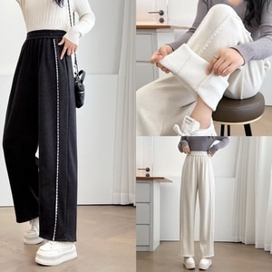 加厚內刷毛蕾絲滾邊運動長褲 獨具衣格 J9926