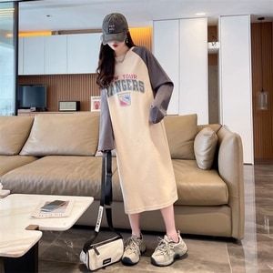 美國復古英文字印花長袖洋裝 獨具衣格 J9930