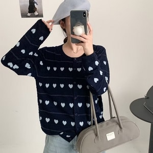 愛心針織圓領上衣外套 獨具衣格 J9944