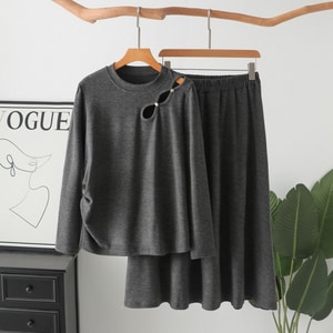 微性感露鎖骨套裝(上衣+裙子) 獨具衣格 J9947