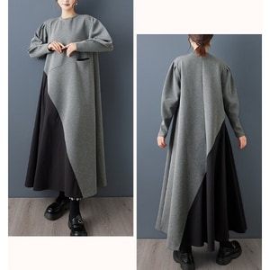 超美設計款拼接泡泡袖洋裝 獨具衣格 J9965