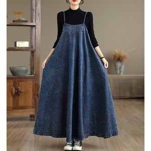 顯瘦傘狀吊帶牛仔背心洋裝 獨具衣格 J9969