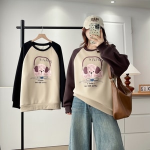 可愛狗狗印花內刷毛大學T上衣 獨具衣格 J9985