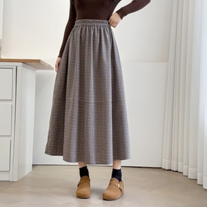 毛呢格紋半身裙 獨具衣格 J9996
