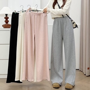 鬆緊帶褲頭雙口袋高腰運動長褲 獨具衣格 C0010