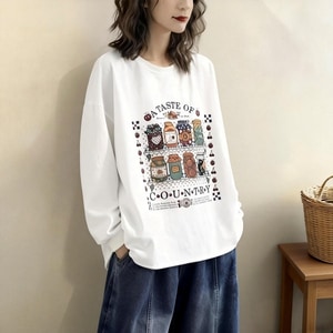 純棉糖果罐印花長袖T桖上衣 獨具衣格 C0013