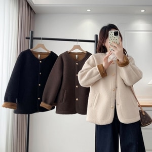 小香風反領羊羔毛絨外套 獨具衣格 C0014