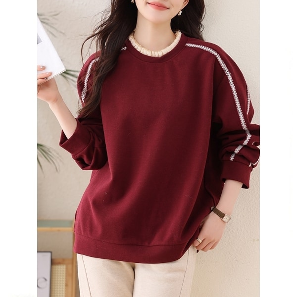 加厚保暖蕾絲拼接長袖上衣 獨具衣格 C0019