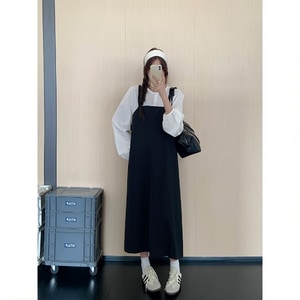 氣質假兩件小方領復古洋裝 獨具衣格 C0023