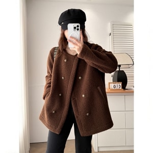 加厚羊羔毛雙排釦外套 獨具衣格 C0037