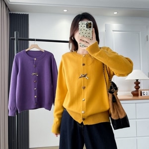 超可愛豹紋釦針織長袖上衣外套 獨具衣格 C0044