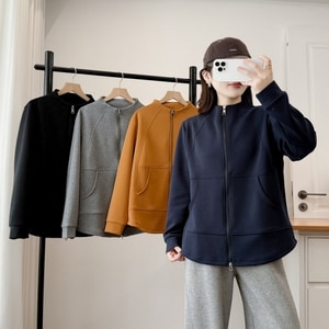 立領保暖雙拉鍊基本款素色外套 獨具衣格 C0051