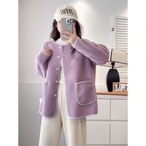 小香風金釦顆粒絨保暖外套 獨具衣格 C0058