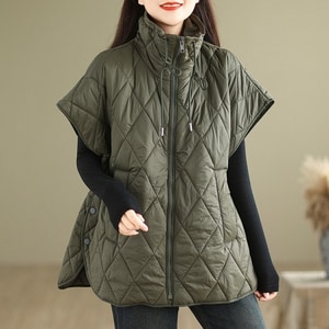 菱格羽絨高領保暖背心(M-2L) 獨具衣格 C0061