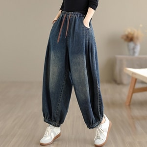 復古水洗牛仔燈籠褲 獨具衣格 C0062