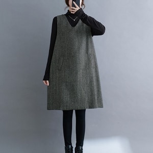 氣質日系款毛呢背心洋裝 獨具衣格 C0064