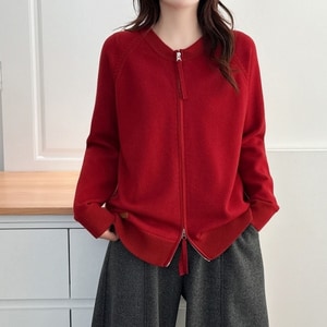 雙向拉鍊簡約加厚針織上衣外套 獨具衣格 C0065