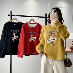 內刷毛可愛鴨鴨印花長袖T桖上衣 獨具衣格 C0066