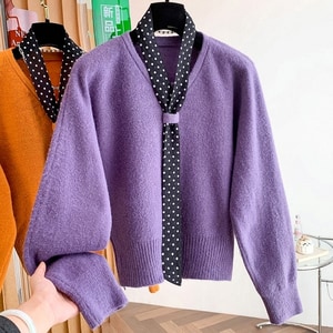 雪紡點點絲巾針織上衣 獨具衣格 C0078