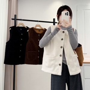 顆粒羊羔毛外搭背心 獨具衣格 C0080