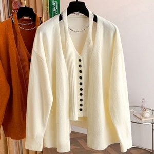 韓系設計針織顯瘦套裝(背心+外套) 獨具衣格 C0083