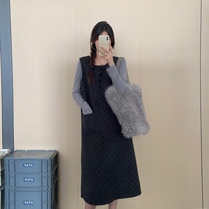 貴婦風毛呢點點背心洋裝 獨具衣格 C0087